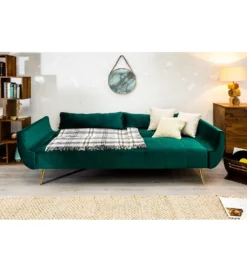Sofa rozkładana BELLA II 215 cm zielony aksamit Puella*Invicta Interior Discount