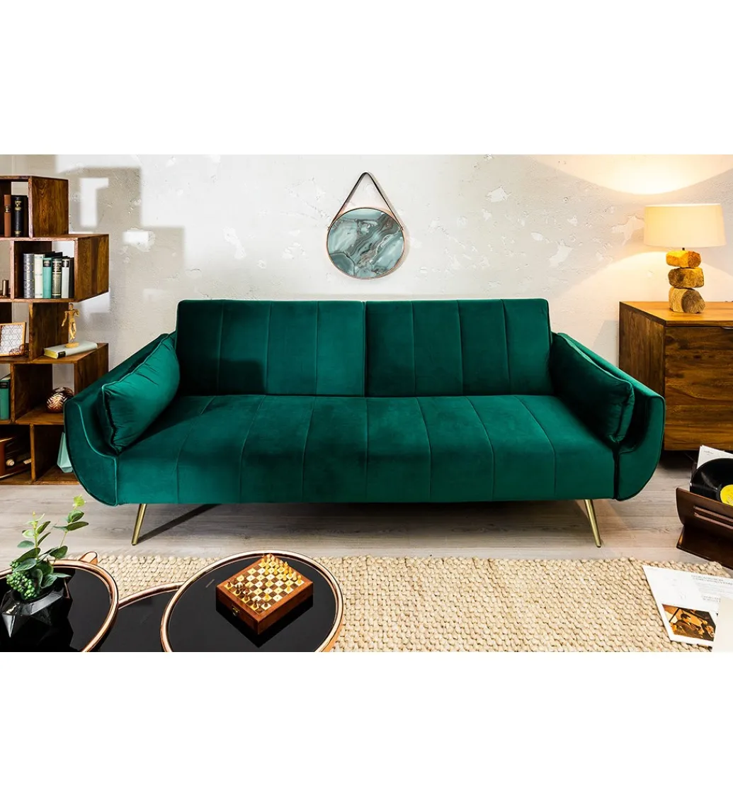 Sofa rozkładana BELLA II 215 cm zielony aksamit Puella*Invicta Interior Discount