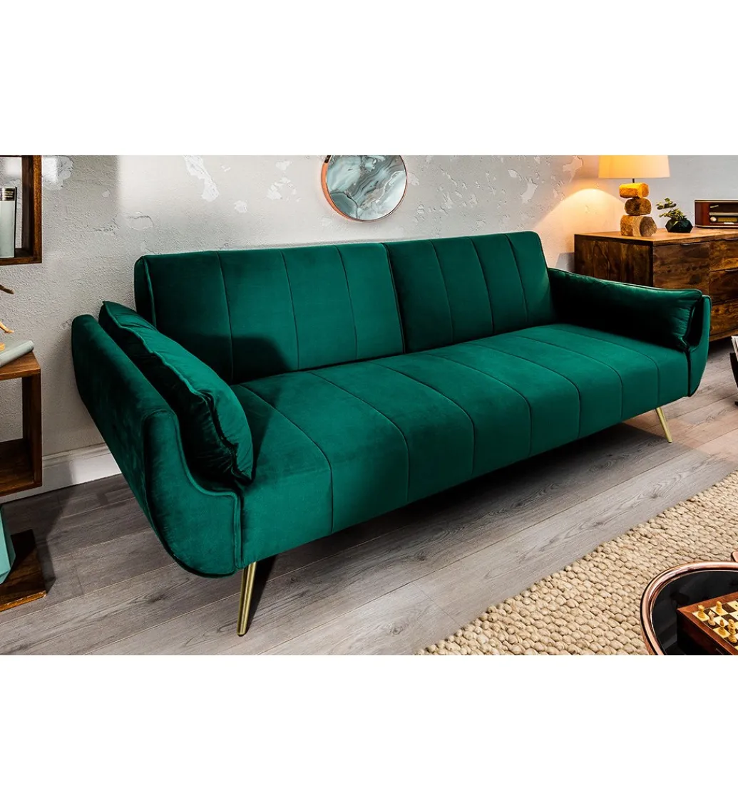 Sofa rozkładana BELLA II 215 cm zielony aksamit Puella*Invicta Interior Discount
