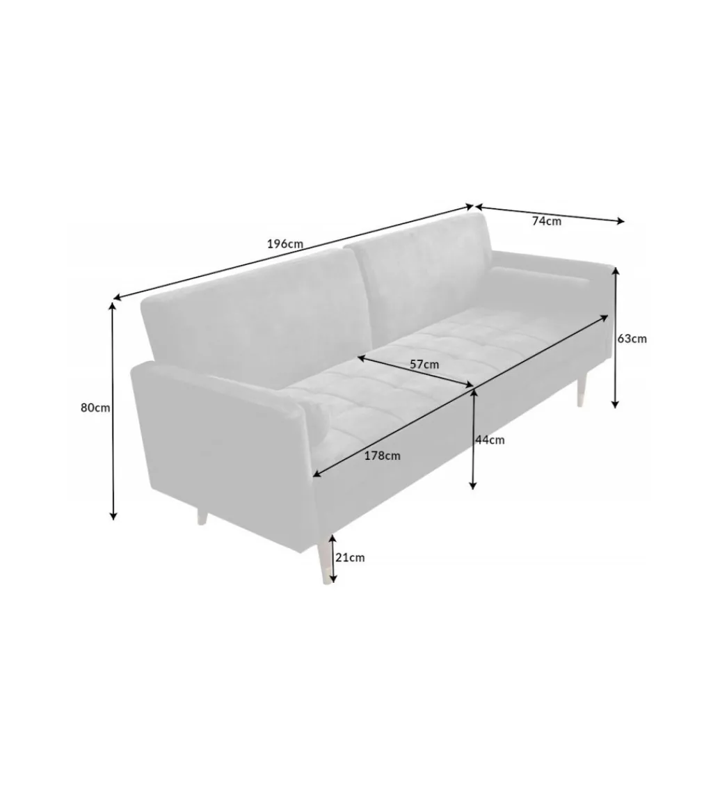 Sofa rozkładana MANILLA 196 cm ciemnoszara*Invicta Interior - przedsprzedaż New