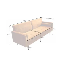 Sofa rozkładana MANILLA 196 cm musztardowo-żółta*Invicta Interior - przedsprzedaż Sale