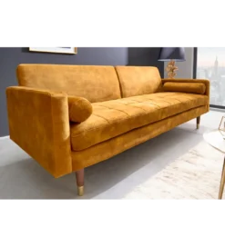 Sofa rozkładana MANILLA 196 cm musztardowo-żółta*Invicta Interior - przedsprzedaż Sale