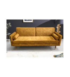 Sofa rozkładana MANILLA 196 cm musztardowo-żółta*Invicta Interior - przedsprzedaż Sale