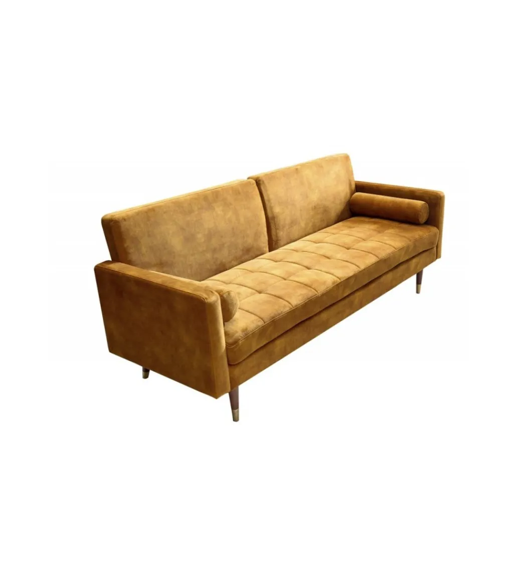 Sofa rozkładana MANILLA 196 cm musztardowo-żółta*Invicta Interior - przedsprzedaż Sale