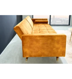 Sofa rozkładana MANILLA 196 cm musztardowo-żółta*Invicta Interior - przedsprzedaż Sale