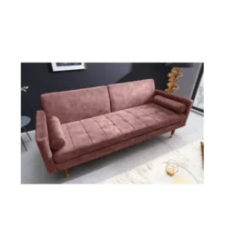 Sofa rozkładana MANILLA 196 cm różowa*Invicta Interior - przedsprzedaż