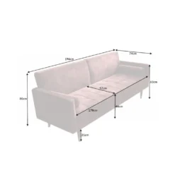 Sofa rozkładana MANILLA 196 cm różowa*Invicta Interior - przedsprzedaż