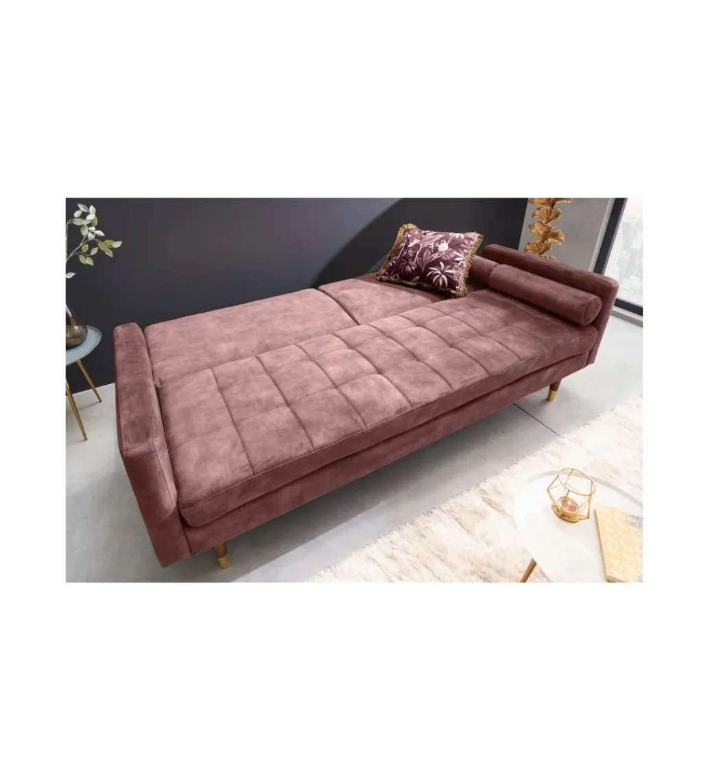 Sofa rozkładana MANILLA 196 cm różowa*Invicta Interior - przedsprzedaż