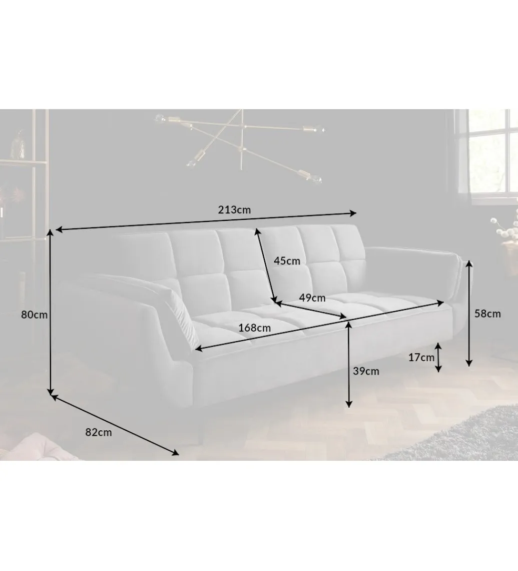 Sofa rozkładana OLIWIA 213 cm szara*Invicta Interior