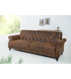 Sofa rozkładana RAYAN 220 cm antyczny brąz*Invicta Interior New