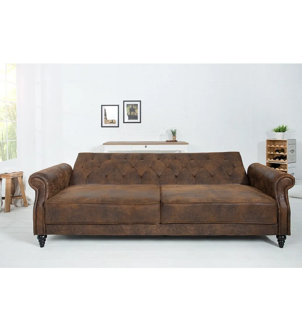 Sofa rozkładana RAYAN 220 cm antyczny brąz*Invicta Interior New