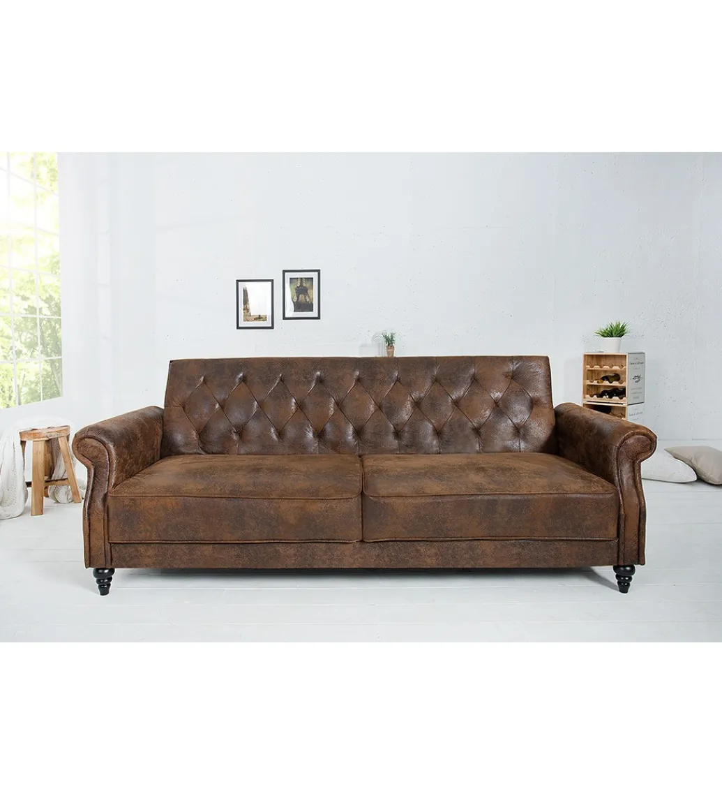Sofa rozkładana RAYAN 220 cm antyczny brąz*Invicta Interior New