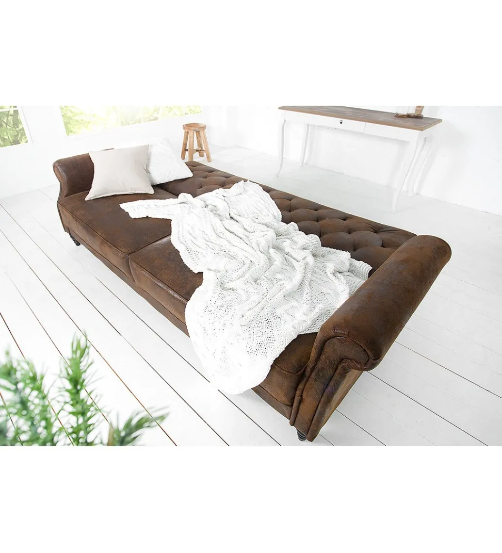 Sofa rozkładana RAYAN 220 cm antyczny brąz*Invicta Interior New