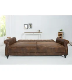 Sofa rozkładana RAYAN 220 cm antyczny brąz*Invicta Interior New