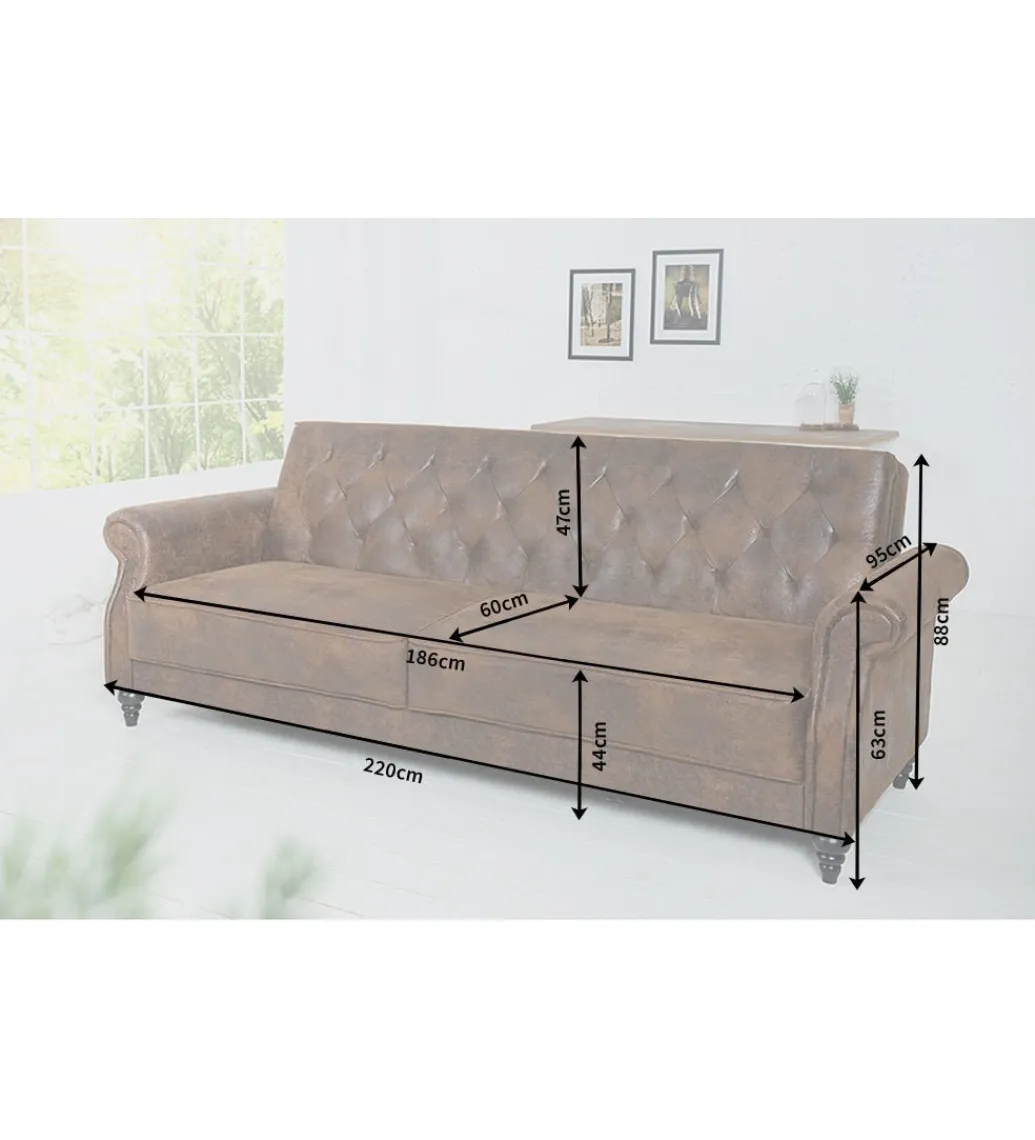 Sofa rozkładana RAYAN 220 cm antyczny brąz*Invicta Interior New