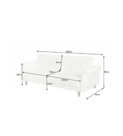 Sofa rozkładana RAYAN 220 cm kremowa*Invicta Interior Best