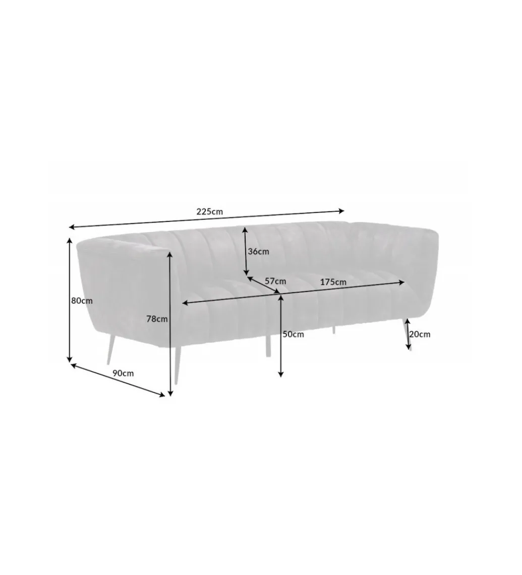 Sofa Scarlett 225 cm szara*Invicta Interior Outlet