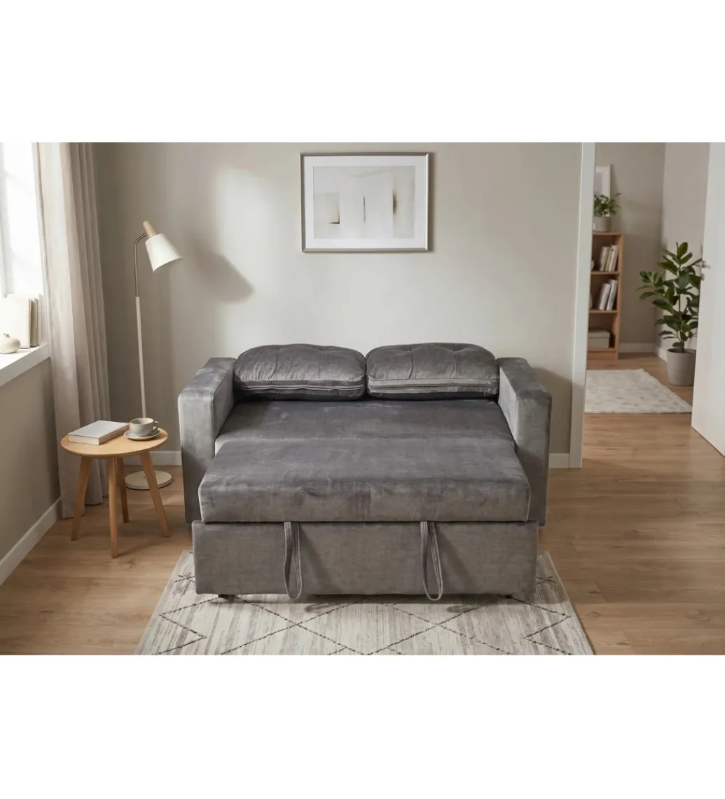 Sofa SMART 140 cm z funkcją spania welwet szary*Invicta Interior - przedsprzedaż Sale