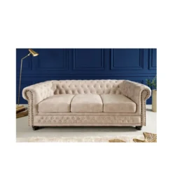 Sofa trzyosobowa ROCHESTER Chesterfield 200 cm beżowa*Invicta Interior Hot