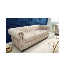 Sofa trzyosobowa ROCHESTER Chesterfield 200 cm beżowa*Invicta Interior Hot