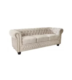 Sofa trzyosobowa ROCHESTER Chesterfield 200 cm beżowa*Invicta Interior Hot