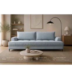 Sofa VELLO 238 cm z funkcją spania z pojemnikiem na pościel*Comforteo Online