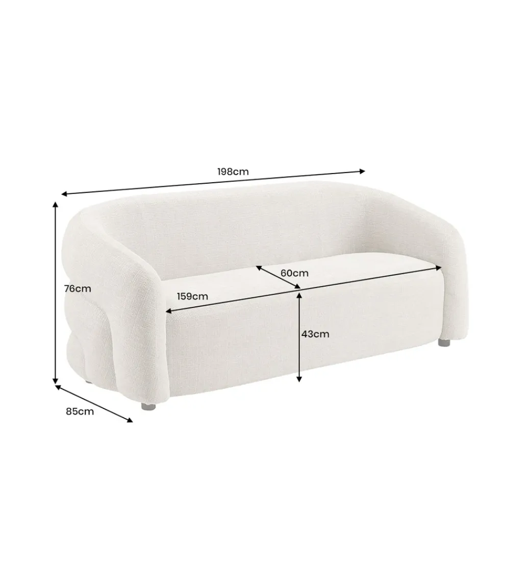 Sofa VOQUE 200 cm chenille szara*Invicta Interior Clearance