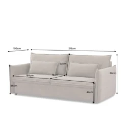 Sofa z funkcją spania APARTMENT 215 cm szara*Invicta Interior Best