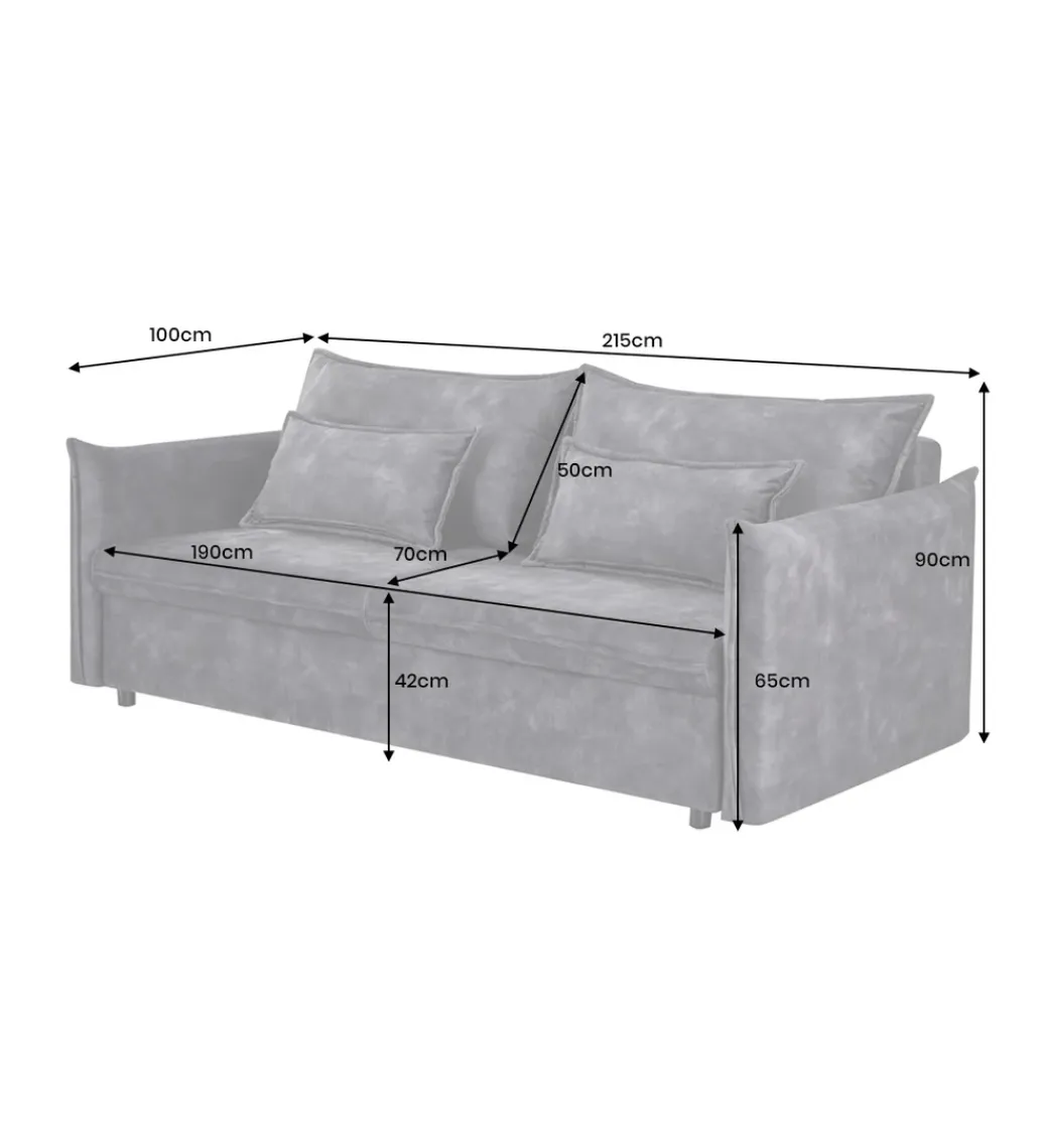 Sofa z funkcją spania APARTMENT 215 cm welur szara*Invicta Interior Best