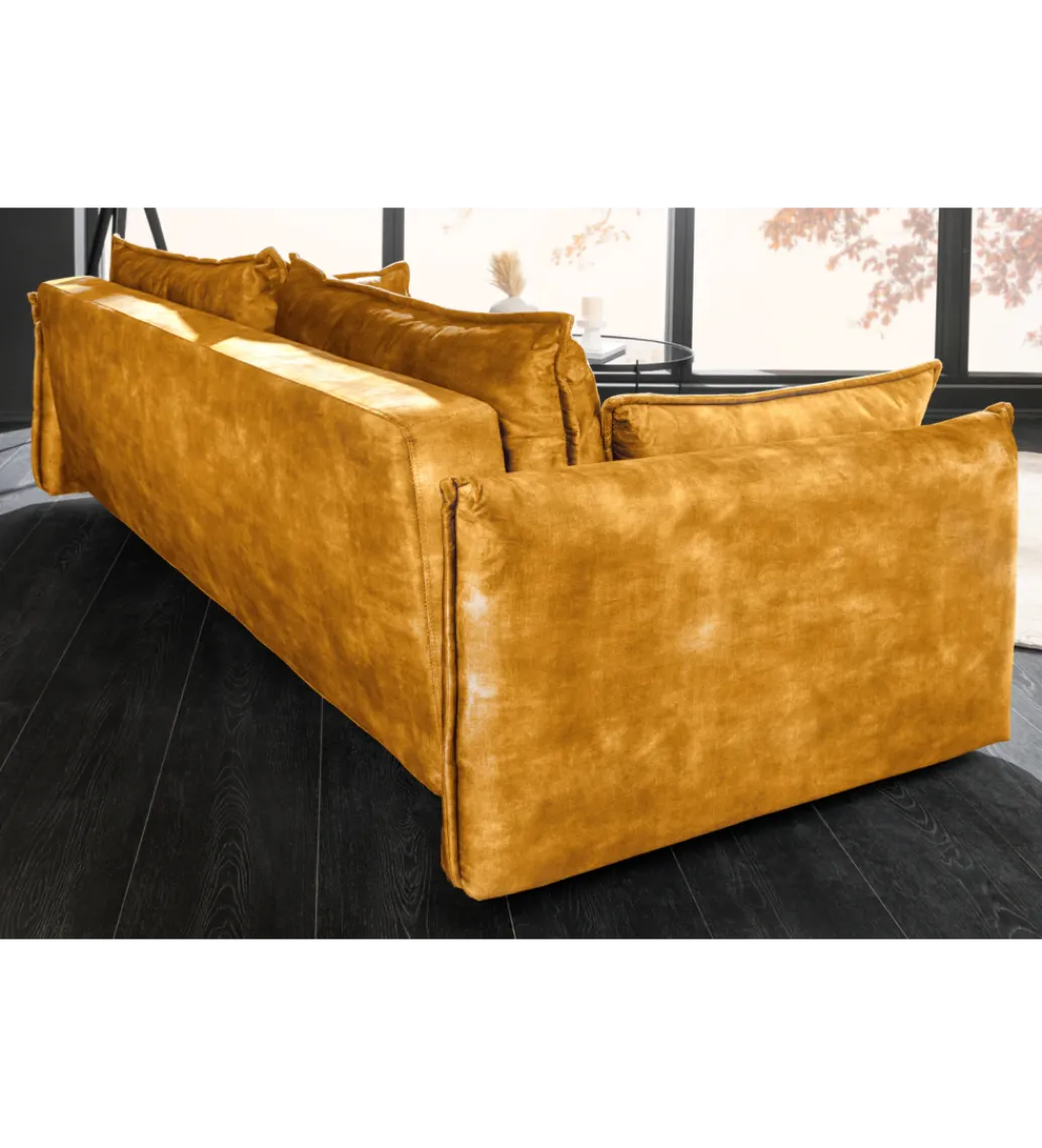 Sofa z funkcją spania APARTMENT 215 cm welur musztardowa*Invicta Interior Discount