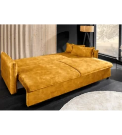 Sofa z funkcją spania APARTMENT 215 cm welur musztardowa*Invicta Interior Discount
