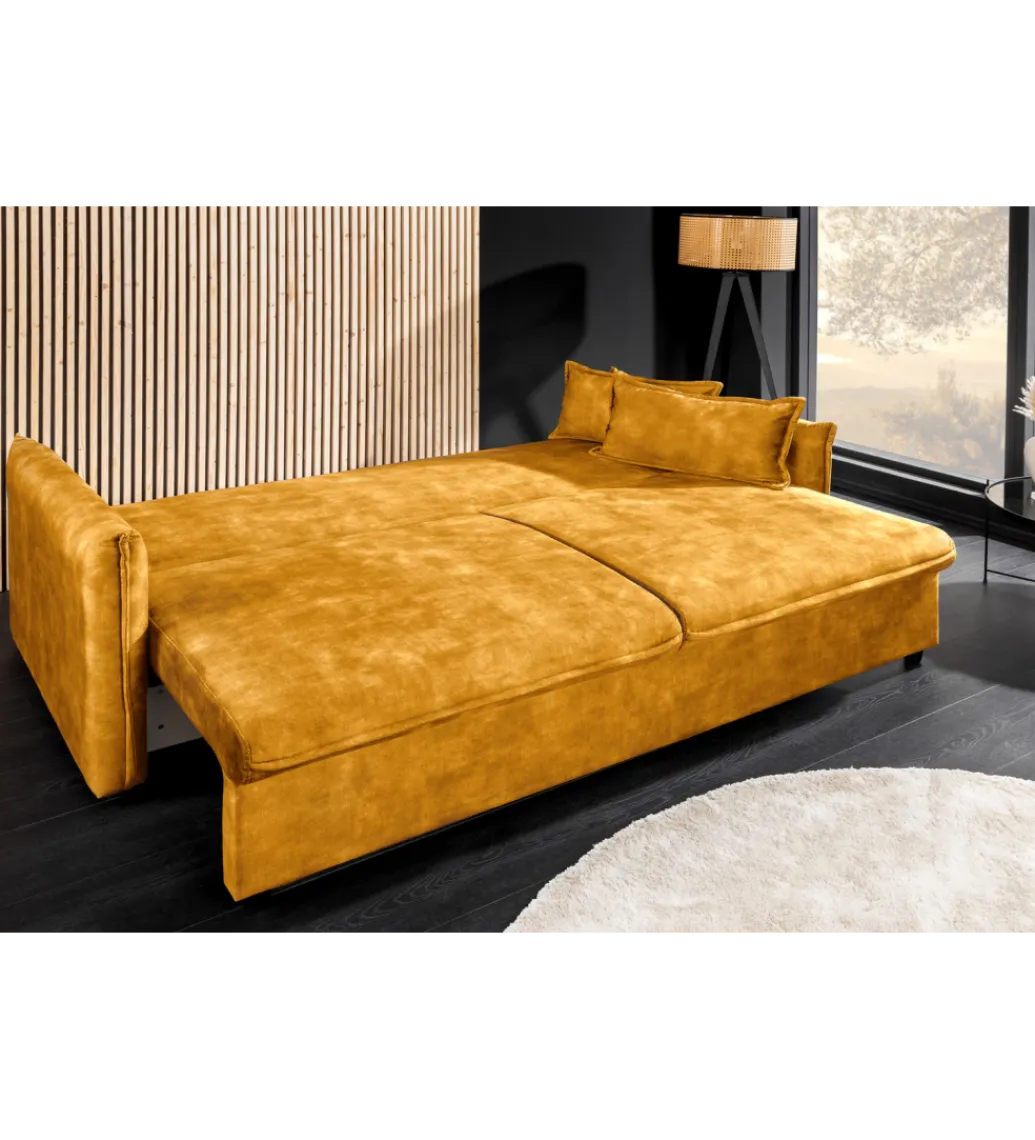 Sofa z funkcją spania APARTMENT 215 cm welur musztardowa*Invicta Interior Discount