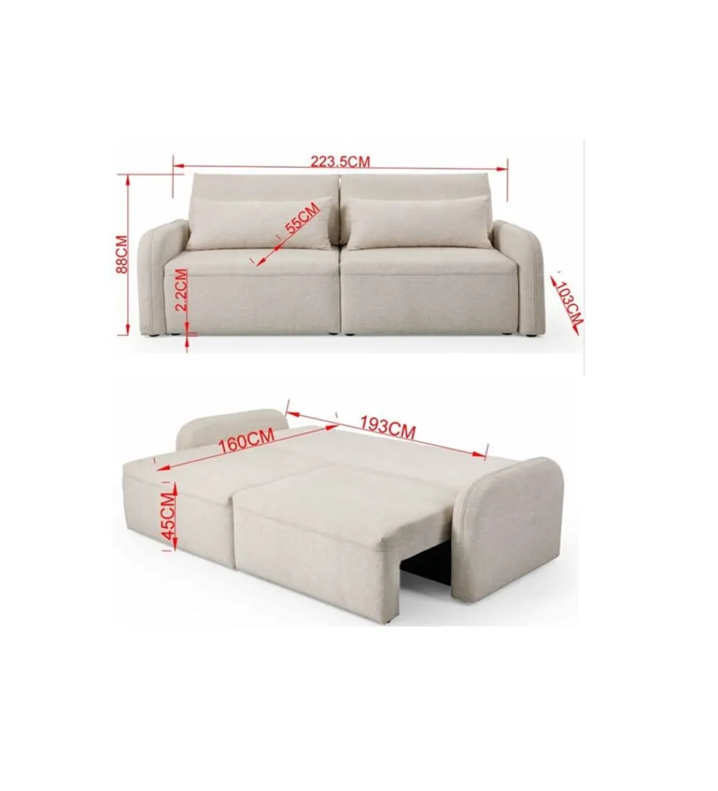 Sofa z funkcją spania FRIDOLIN 224 cm*KARE Outlet