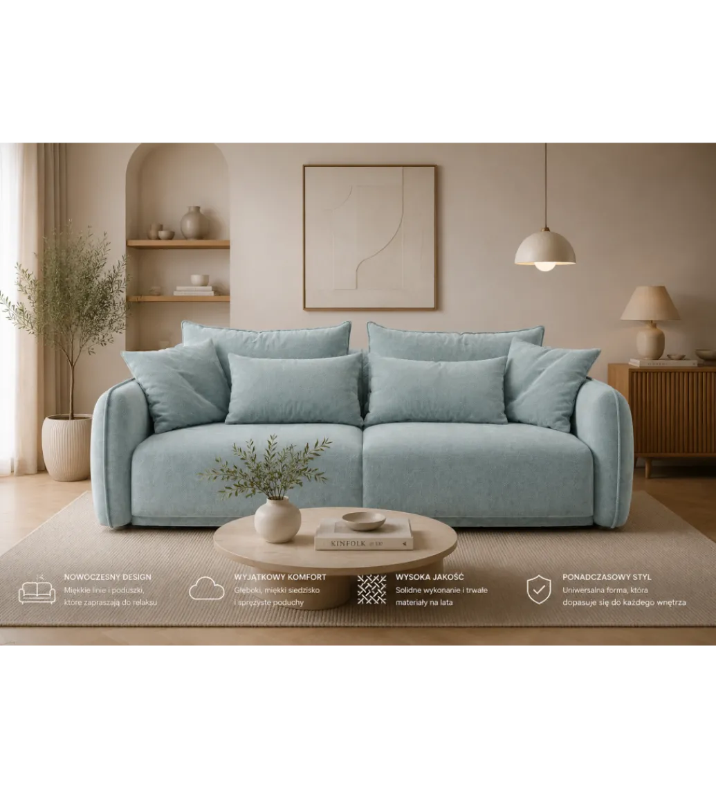 Sofa z funkcją spania PARIS 222 cm taupe/szary*Comforteo Hot