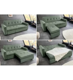Sofa z funkcją spania SMART 180 cm cord zielony*Invicta Interior - przedsprzedaż Online