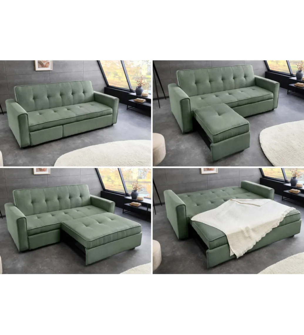 Sofa z funkcją spania SMART 180 cm cord zielony*Invicta Interior - przedsprzedaż Online