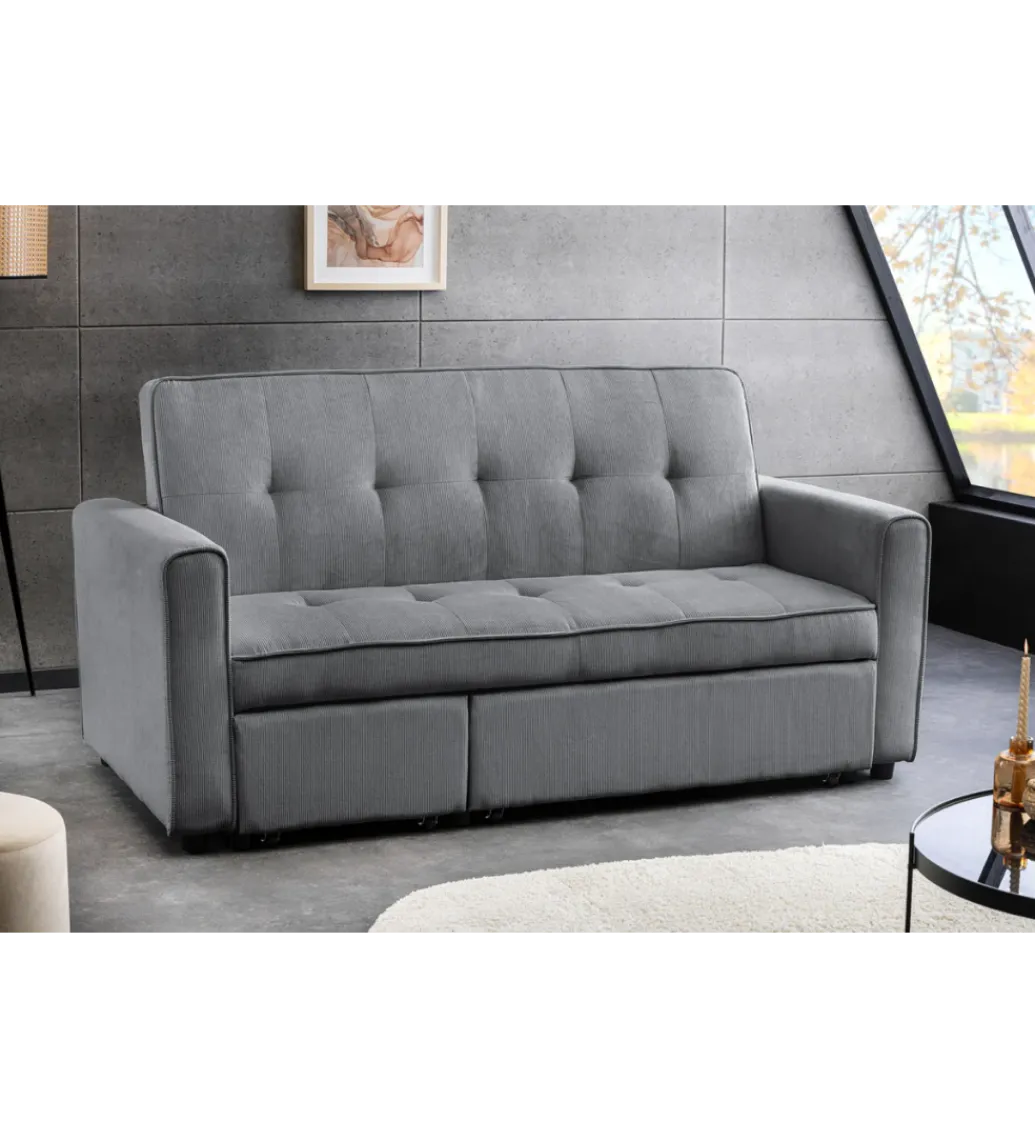 Sofa z funkcją spania SMART 180 cm cord szary*Invicta Interior - przedsprzedaż Discount