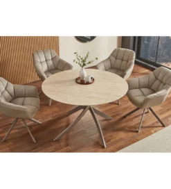 Stół ALPINE 120 cm ceramika w optyce trawertynu*Invicta Interior Clearance
