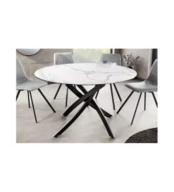 Stół ARKANSAS 120 cm ceramika w optyce białego marmuru*Invicta Interior Outlet