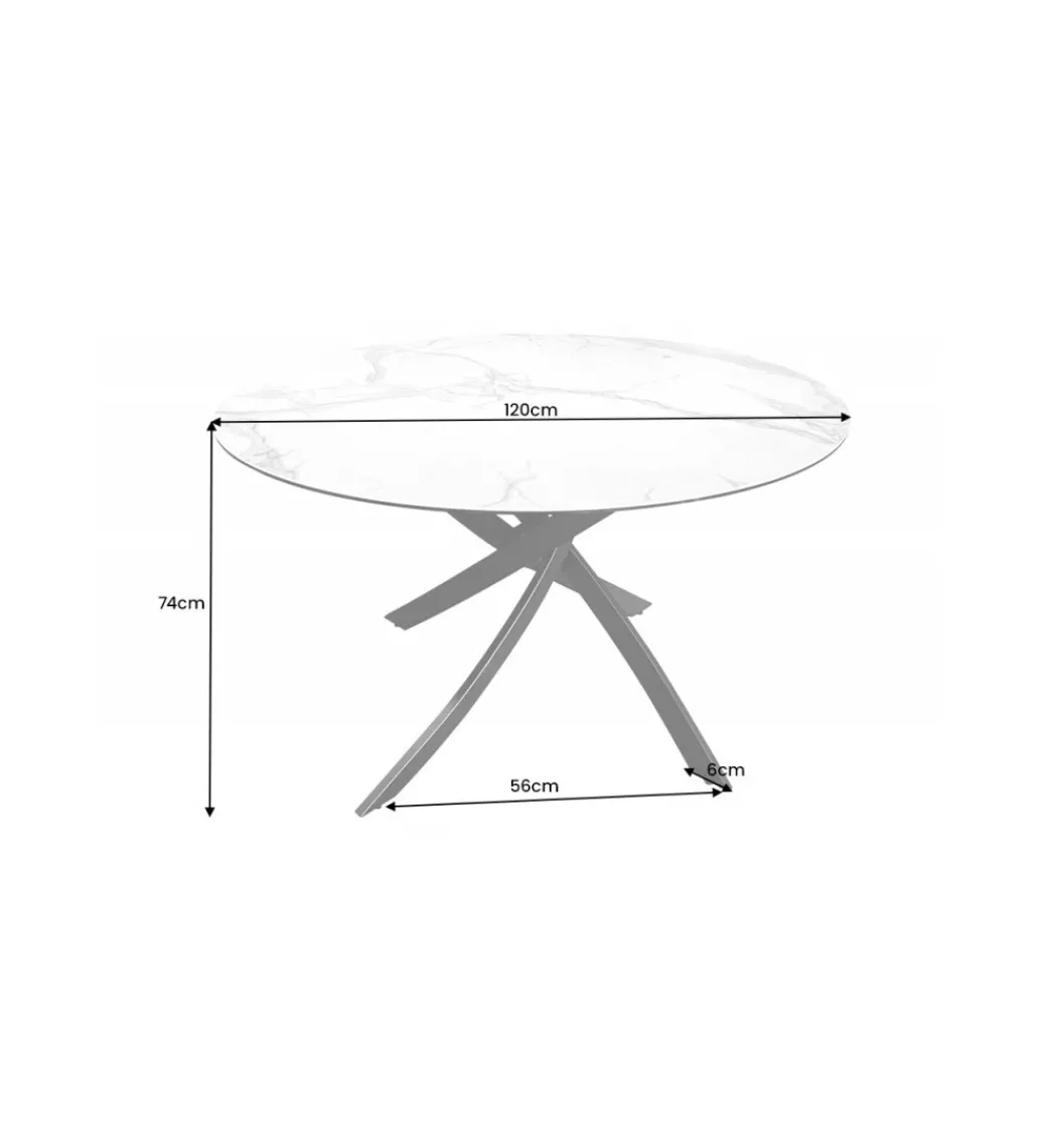 Stół ARKANSAS 120 cm ceramika w optyce białego marmuru*Invicta Interior Outlet