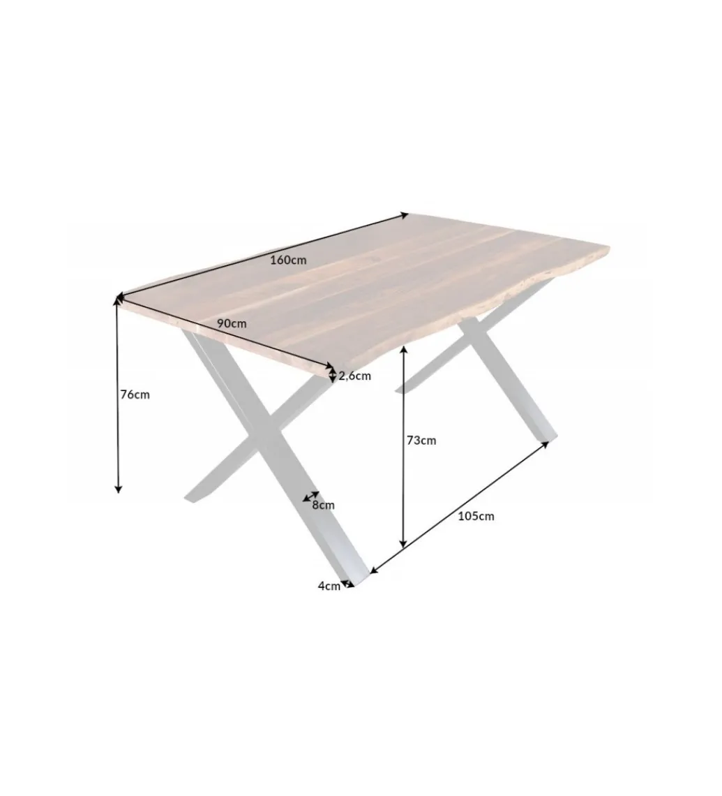 Stół ARKTYKA Mammut X 160 cm drewno akacja*Invicta Interior