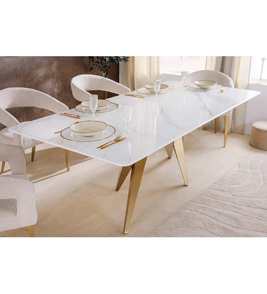 Stół ART LIVING 200 cm blat ceramika w optyce białego marmuru*Invicta Interior - przedsprzedaż Discount