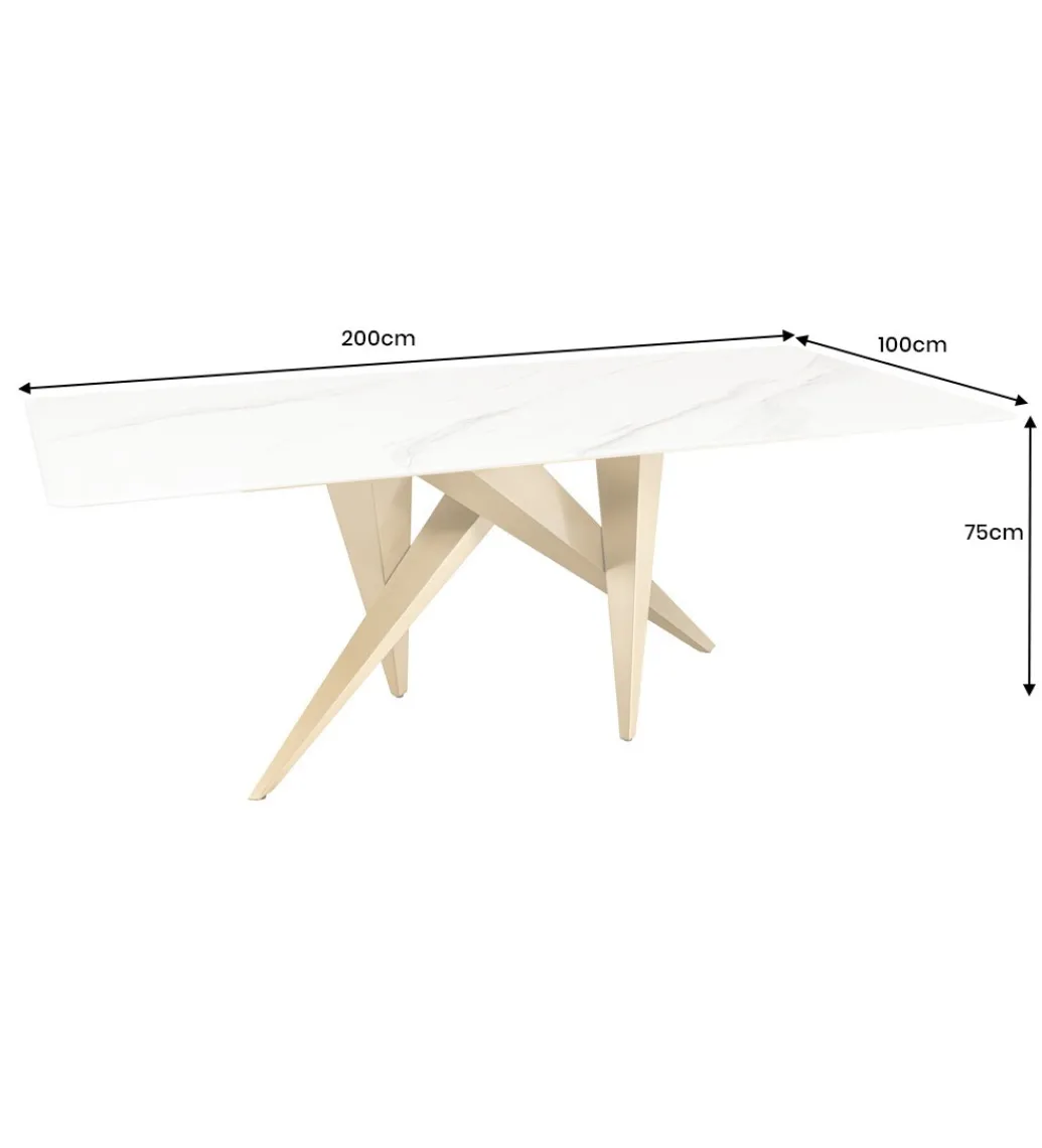 Stół ART LIVING 200 cm blat ceramika w optyce białego marmuru*Invicta Interior - przedsprzedaż Discount