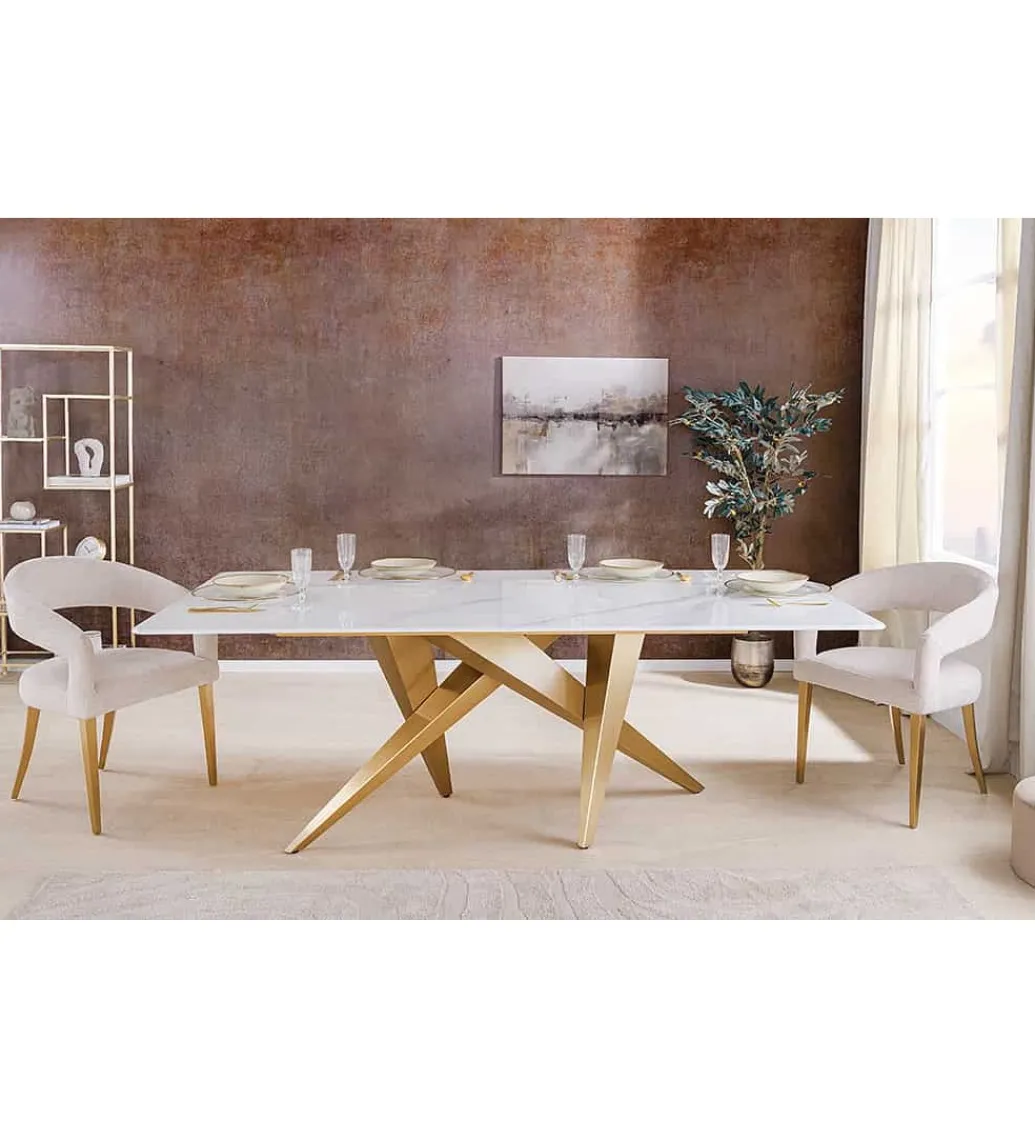 Stół ART LIVING 200 cm blat ceramika w optyce białego marmuru*Invicta Interior - przedsprzedaż Discount