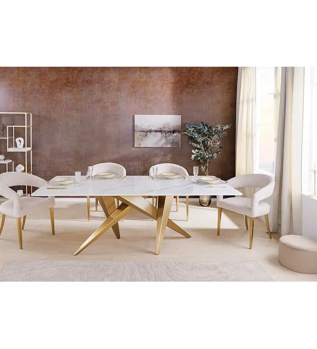 Stół ART LIVING 200 cm blat ceramika w optyce białego marmuru*Invicta Interior - przedsprzedaż Discount