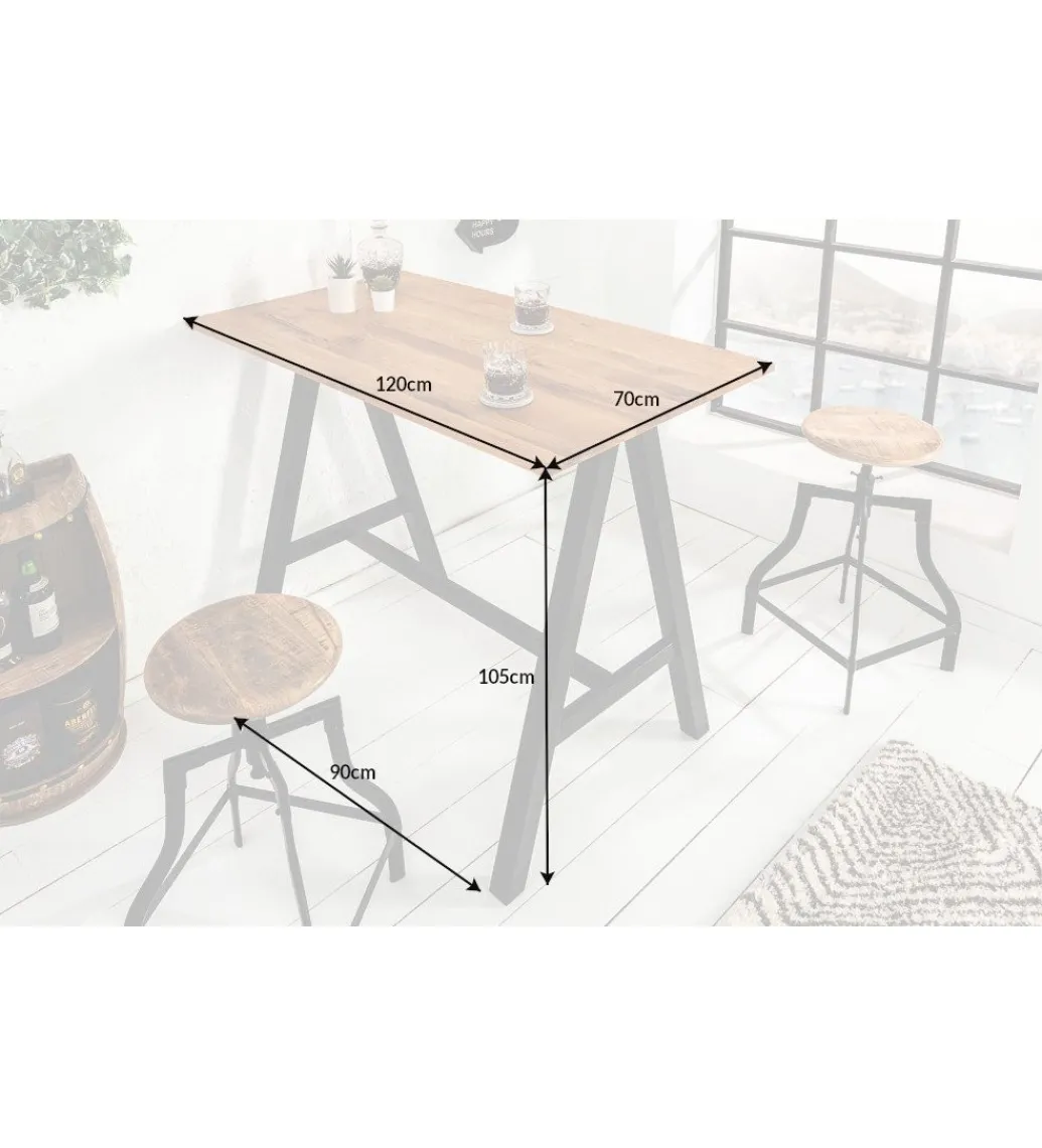 Stół barowy Castle 120 cm drewno dąb dziki*Invicta Interior - przedsprzedaż Clearance