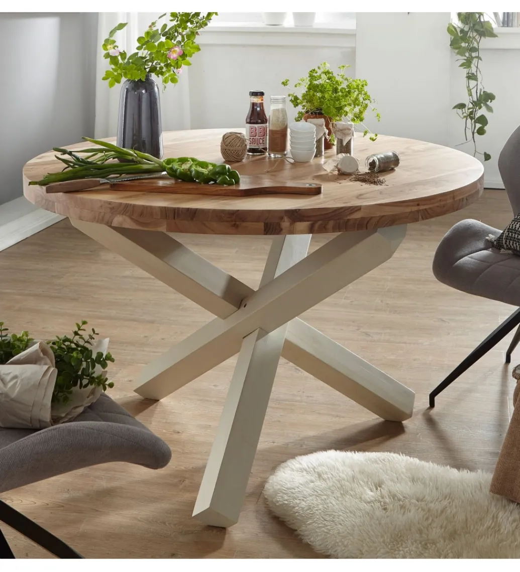 Stół BOHA 120 cm drewno akacja*WOHNLING, GERMANY Discount
