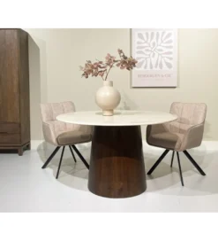 Stół Brix Bottecino 130 cm Marmur Drewno mango*LF-Design Discount
