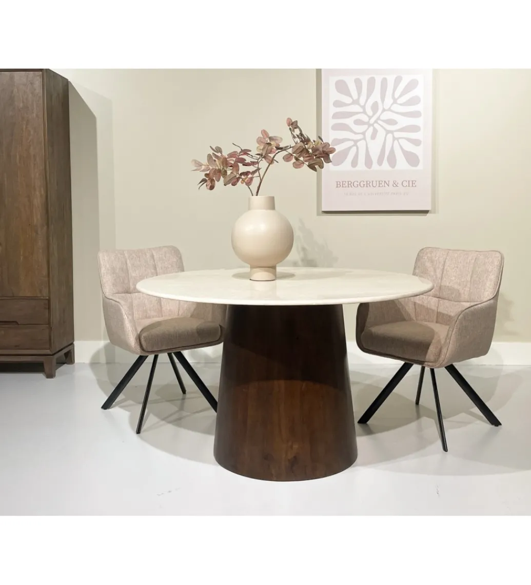 Stół Brix Bottecino 130 cm Marmur Drewno mango*LF-Design Discount
