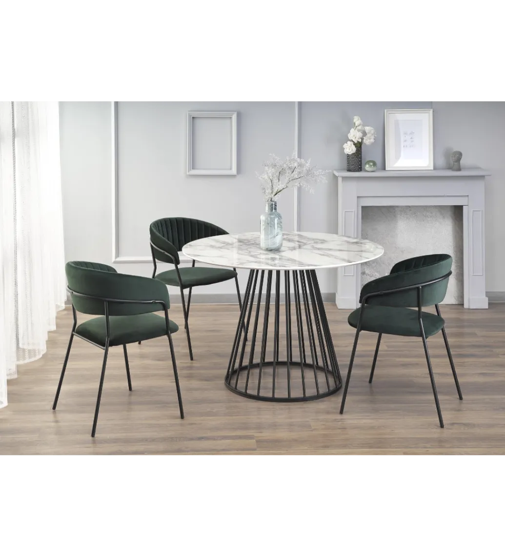 Stół BRODWAY 110 cm w optyce białego marmuru*Halmar Clearance